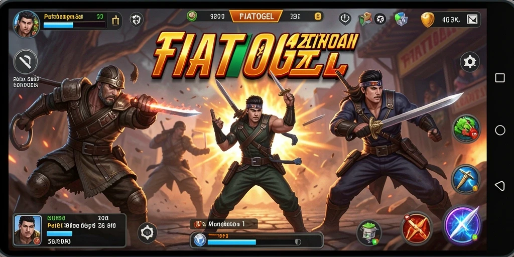 Tampilan gameplay seru dalam pertarungan FIATOGEL.
