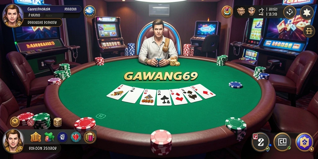 Tampilan gameplay Poker di GAWANG69 yang seru dan menarik.